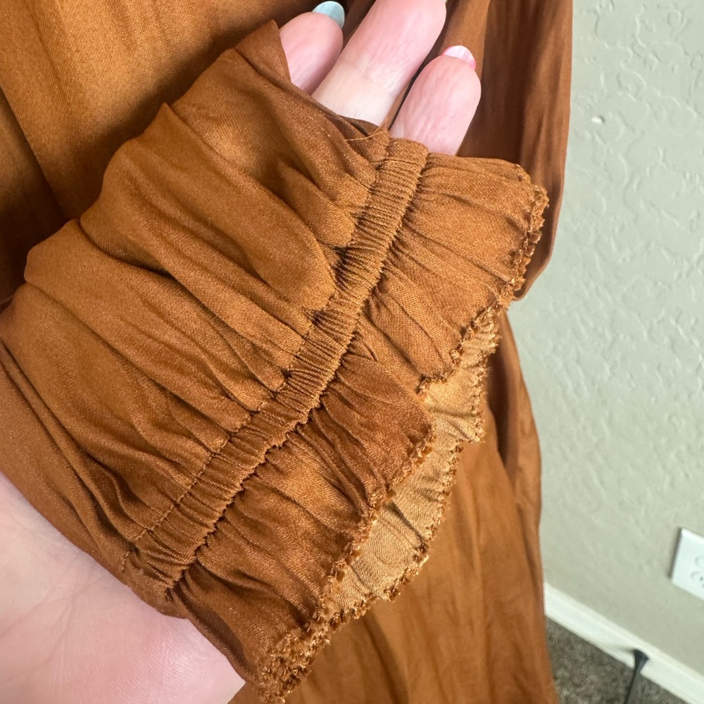 Chic Long Sleeve Rust Dress - image 3